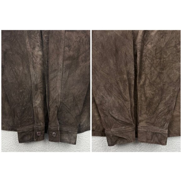 Vintage GAP Jacket Mens Large Brown Suede Leather Shacket Button Up Coat 90s Y2K - Picture 7 of 11